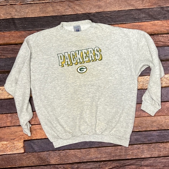 Vintage 90s Green Bay Packers Stitched Logo 7 NFL Football Sweatshirt - Picture 1 of 3